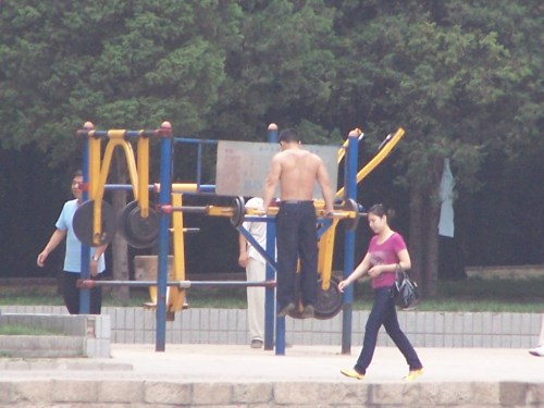 Taken in the summer of 2008 in a small park in Beijing's Central Business District