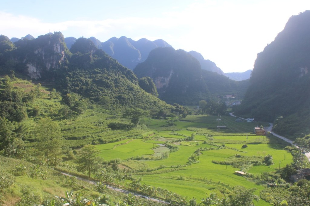 A view of mountain and farmland taken along QL3 in Cao Bang District of Northern Vietnam.