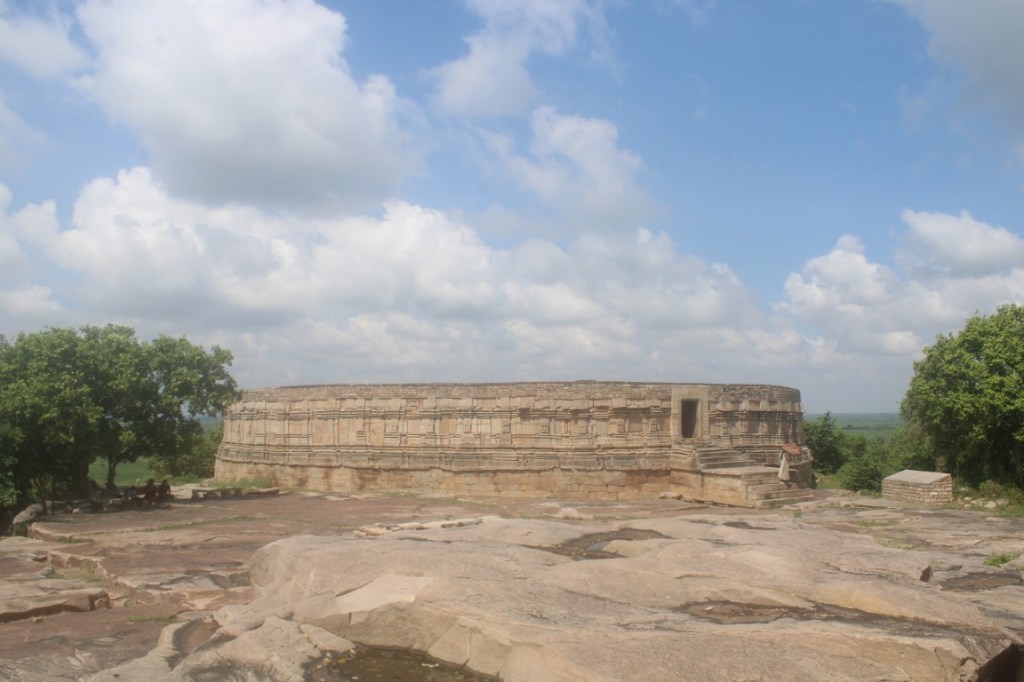 Ekattarso Mahadev Mandir (a.k.a. Chausath Yogini Temple); Morena; north of Gwalior in Madhya Pradesh, India. From across the hilltop.