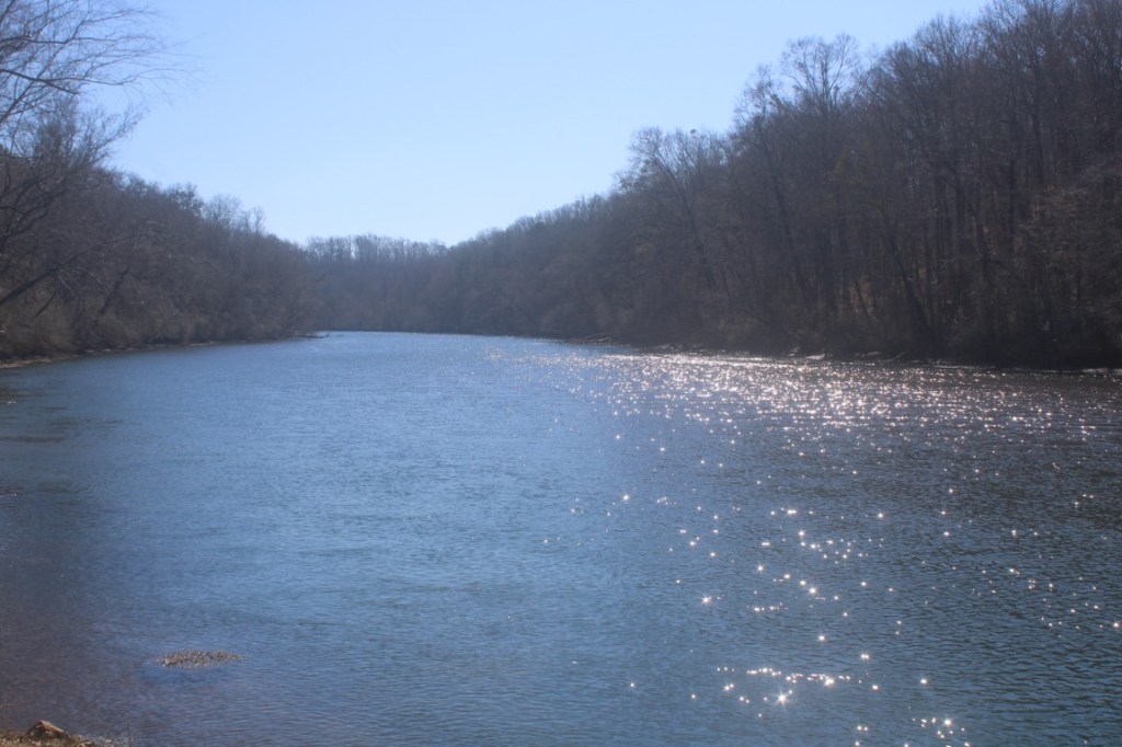 Photograph of the Chattahoochee River taken on the Roswell Riverwalk Trail. 