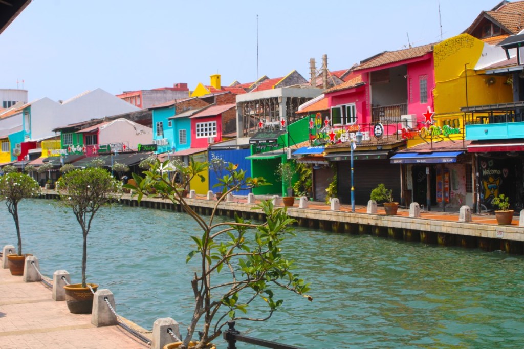 View of Malacca River from the east bank riverwalk.