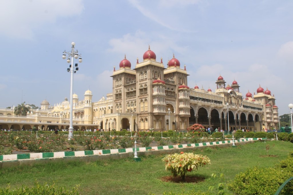 Photograph: Mysore Palace from the southeast corner.