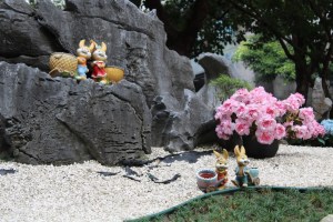 Photograph of miniature rabbit sculptures at Fo Guang Shan, near Kaohsiung, Taiwan.