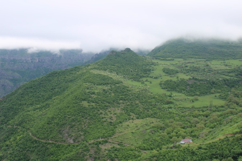 Photograph of green mountains in Southern Armenia near Tatev.