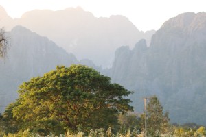 Photograph taken at sundown in Vang Vieng, Laos.