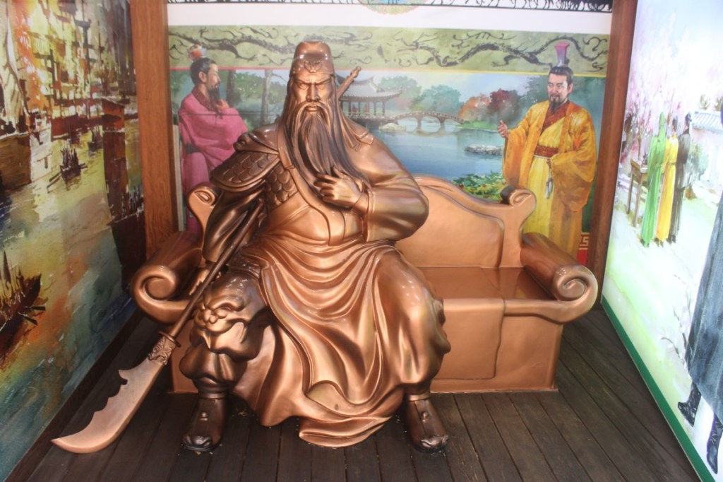 Photograph of the Enthroned Guan Yu on Incheon Chinatown's Samgukji Mural Street.
