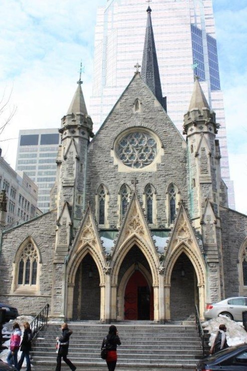 Photograph of Christ Church Cathedral in Montreal, Canada.