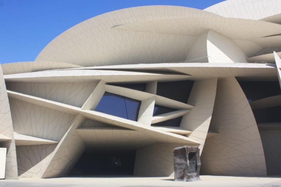 Photograph in the courtyard of the National Museum of Qatar in Doha.