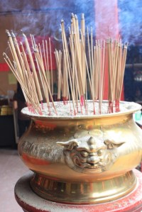 Photograph of an incense burner at a Chinese temple in Kuala Lumpur, Malaysia.