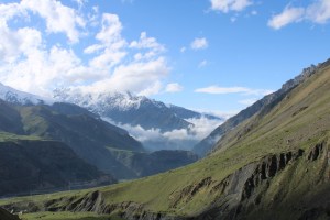Photograph taken in Stepantsminda down the Terek River valley towards Russia.