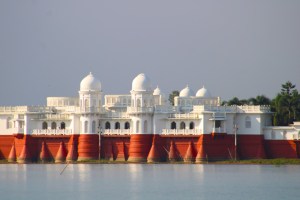 Photograph of Neermahal Palace on Rudrasagar Lake in Tripura, India.