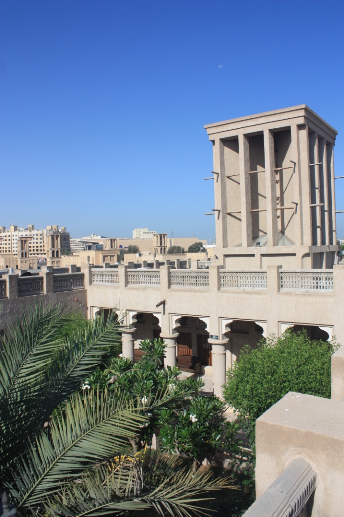 Photograph of a barjeel (i.e. "windcatcher,") which is a tower used to help cool traditional structures in Dubai, United Arab Emirates.