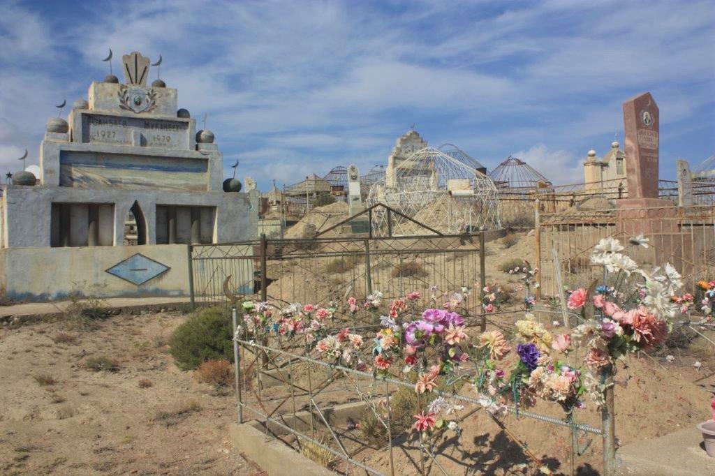 Photograph of the cemetery at Manzhyly Ata in Kyrgyzstan.