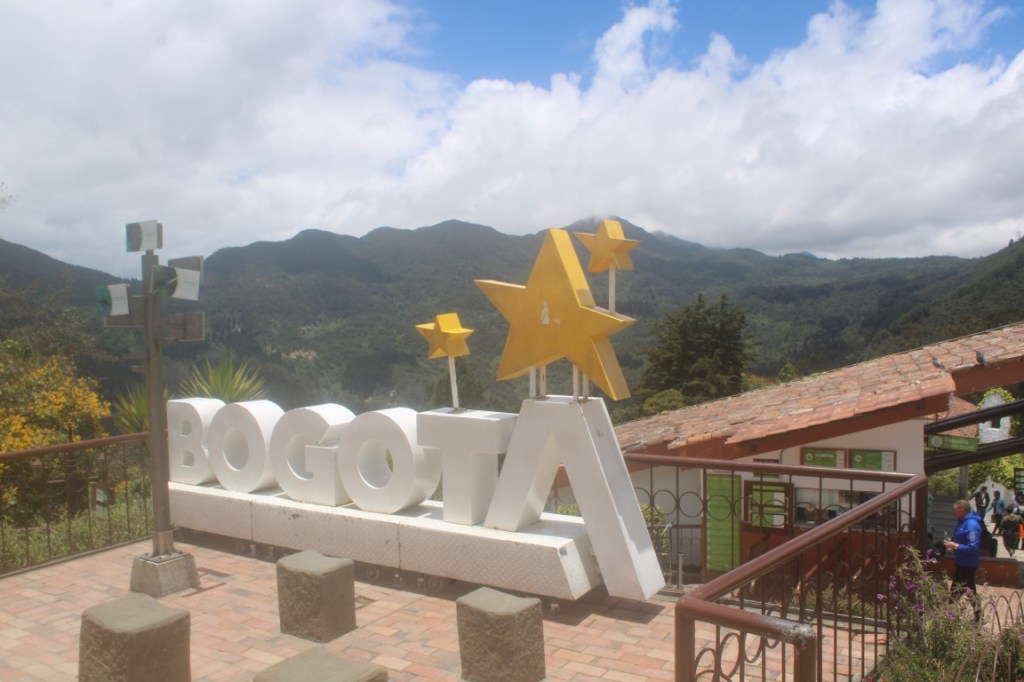 Photograph of the Bogota sign at Monserrate, Colombia.