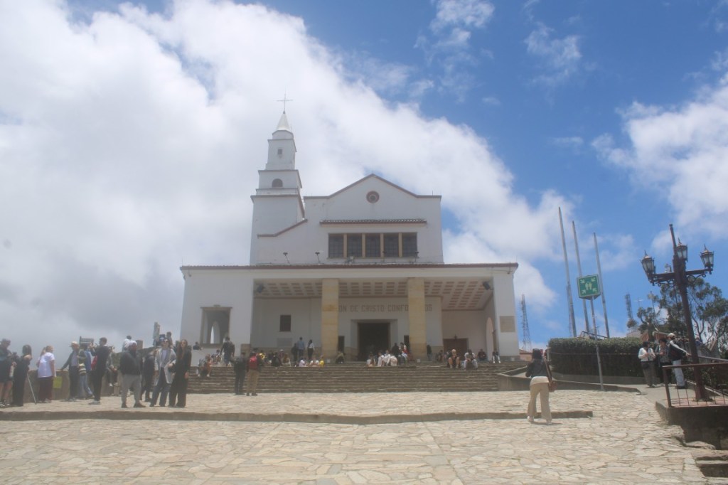 Photograph of the Basilica atop Monserrate, above Bogota, Colombia.