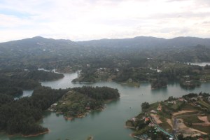 Photograph taken from the Rock of Guatape of the Penol Lake in Colombia.