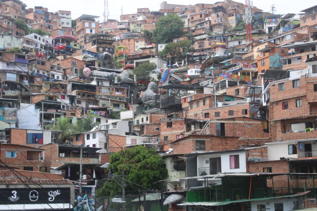 Photograph looking up the hill on which Comuna 13 is located.